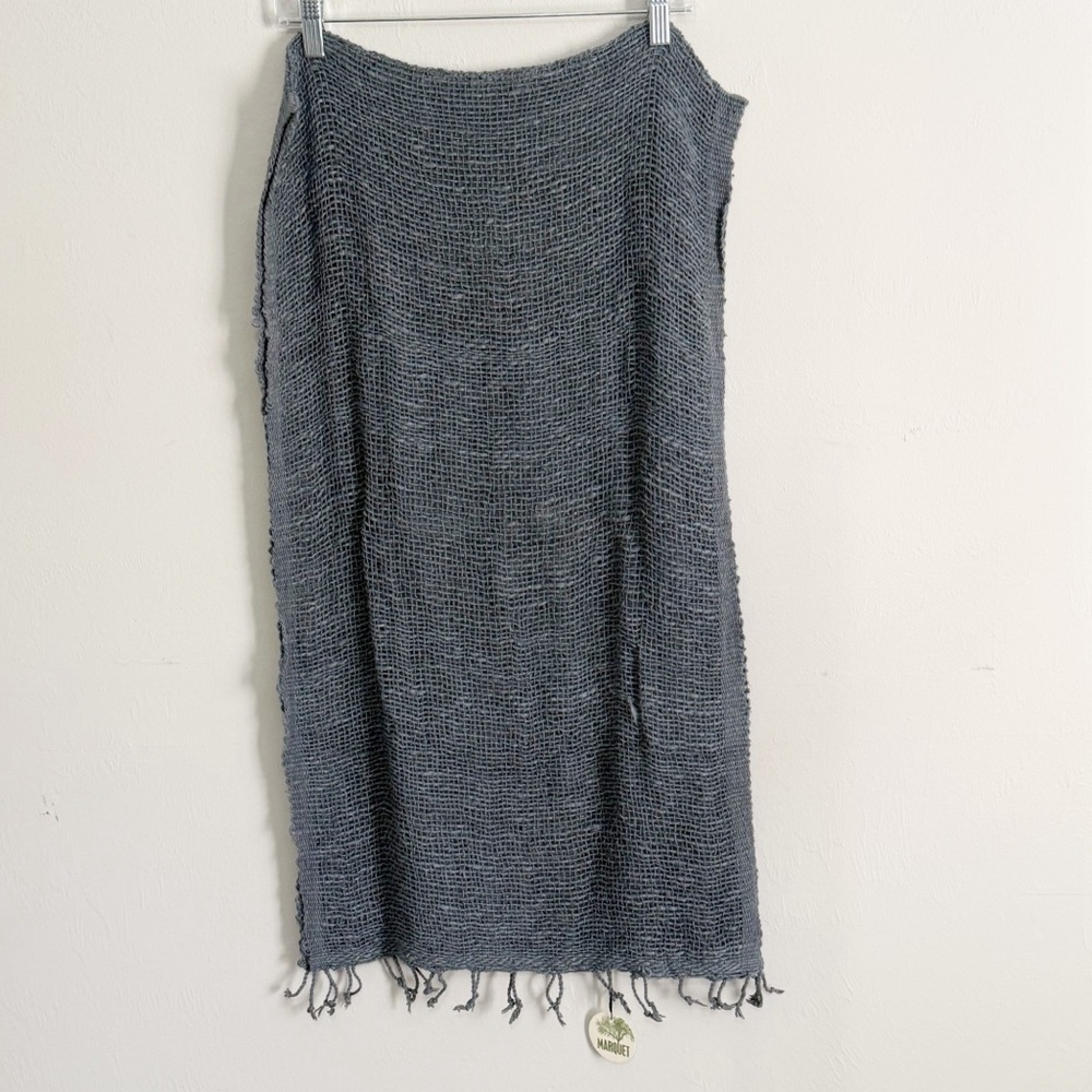 New MARQUET Women’s Gray Fair Trade Free Weave Scarf Cotton Hand Dyed And Woven